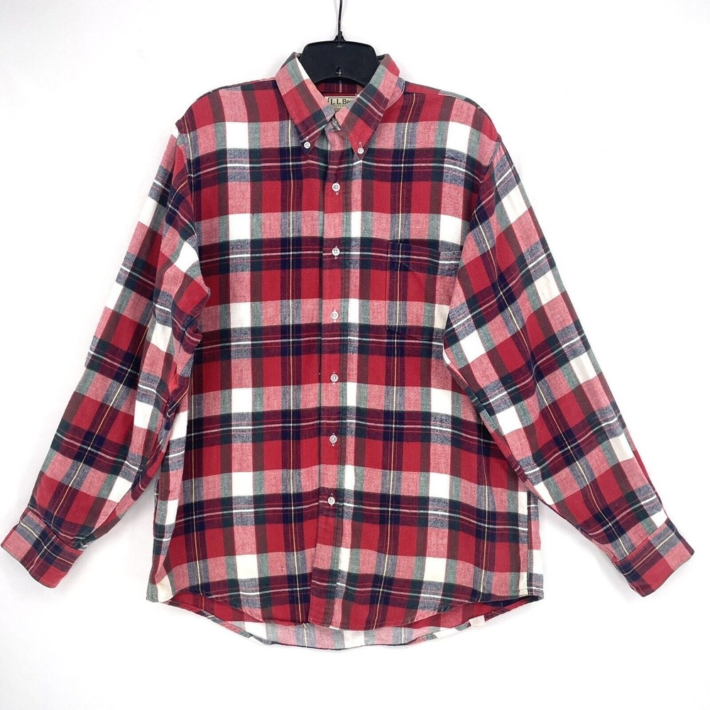 L.L. Bean Freeport Maine Plaid Flannel Button Down Shirt Men's Size Medium